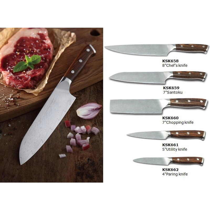 Professional Kitchen Knife 7" Damascus Steel Chopping Knife (KSK660)